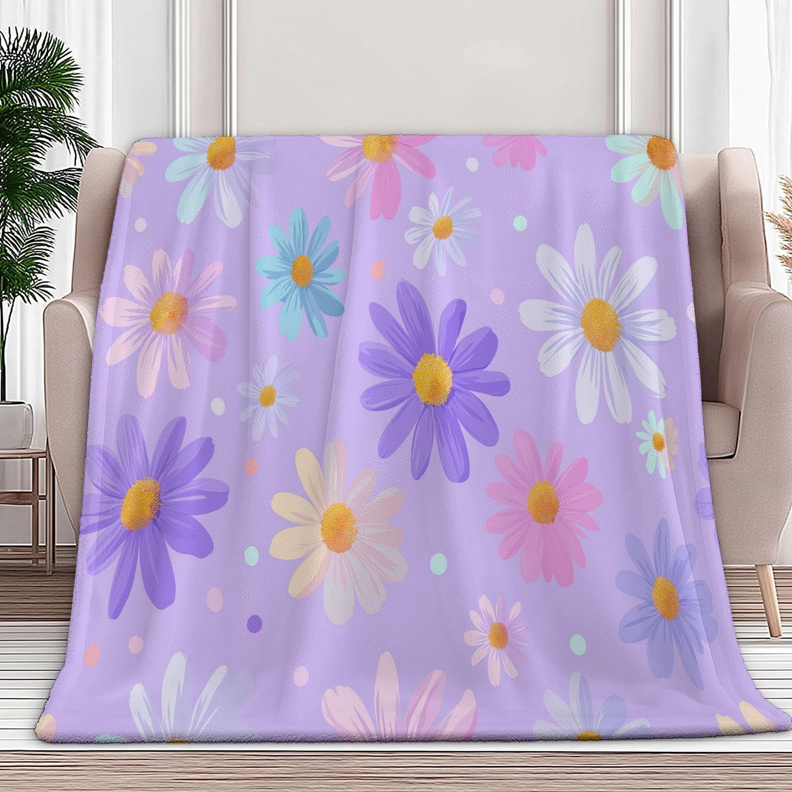 Plaid polaire pour camping et voyage couverture de lit à motif champêtre chic