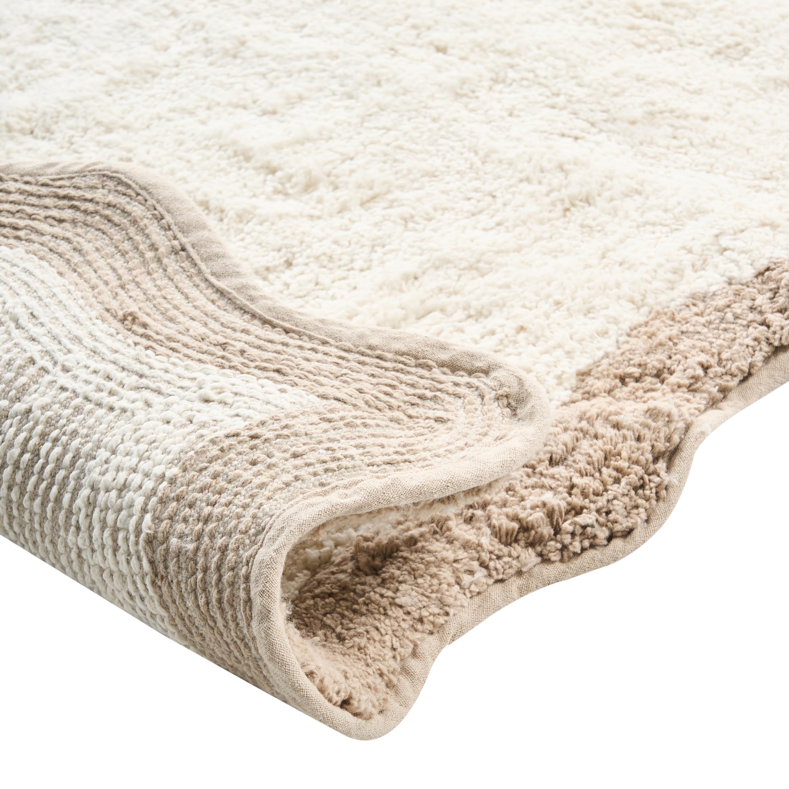 Beliani Tappeto da bagno in cotone rettangolare 80 x 150 cm beige e marrone