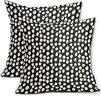 Vista 16 de Fundas de almohada marrón y blancas de 18 x 18 pulgadas, juego de 2 almohadas boho grises con lunares, fundas de almohada modernas estampadas