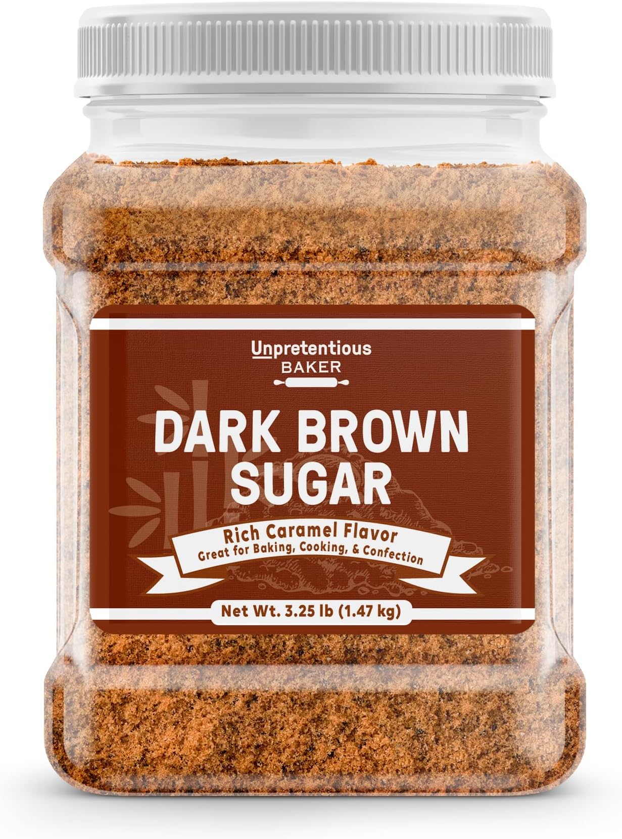Unpretentious Dark Brown Sugar, Great for Baking, Rich Caramel Flavor, Sweetener (3.25 Pound)