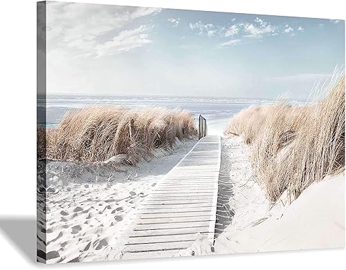 Lienzo decorativo para pared de playa cuadro costero de paisaje marino, pintura sobre lienzo para sala de estar (36 x 24 x 1 panel)