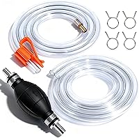 BestCosy High-Flow Gasoline Siphon Pump - Portable Hand Fuel Transfer Hose for Gas, Diesel, Oil, Water (15mm Upgraded PVC Hoses)