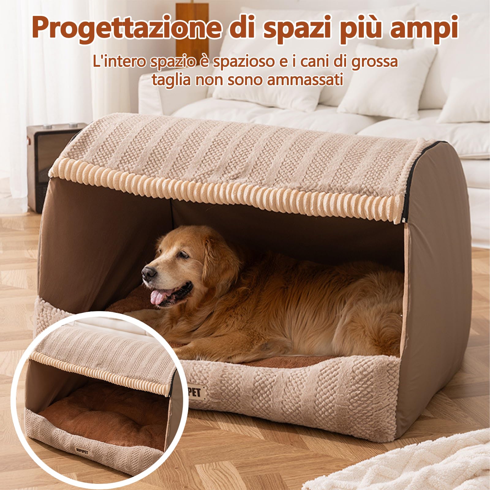 Galatée Letto Per Cani, Cuccia Per Gatti Morbida, Pieghevole e Lavabile Con Cuscino Staccabile, Graziosa Cuccia Per Gatti, Nido Per Animali Domestici Con Fondo Antiscivolo(L, Marrone Chiaro)
