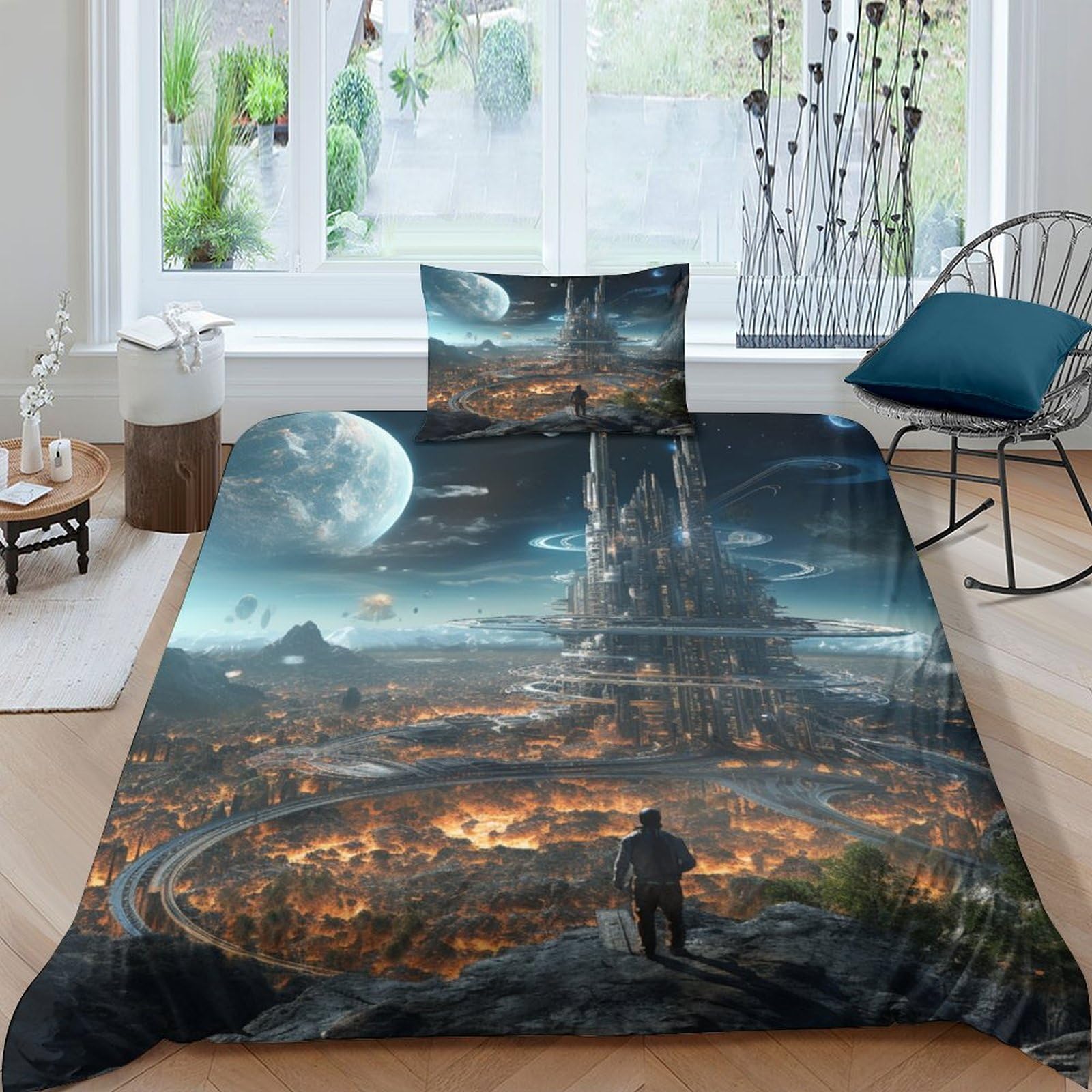 Parure de lit 135x200 cm avec housse de couette 3D en microfibre pour chambre d'enfant