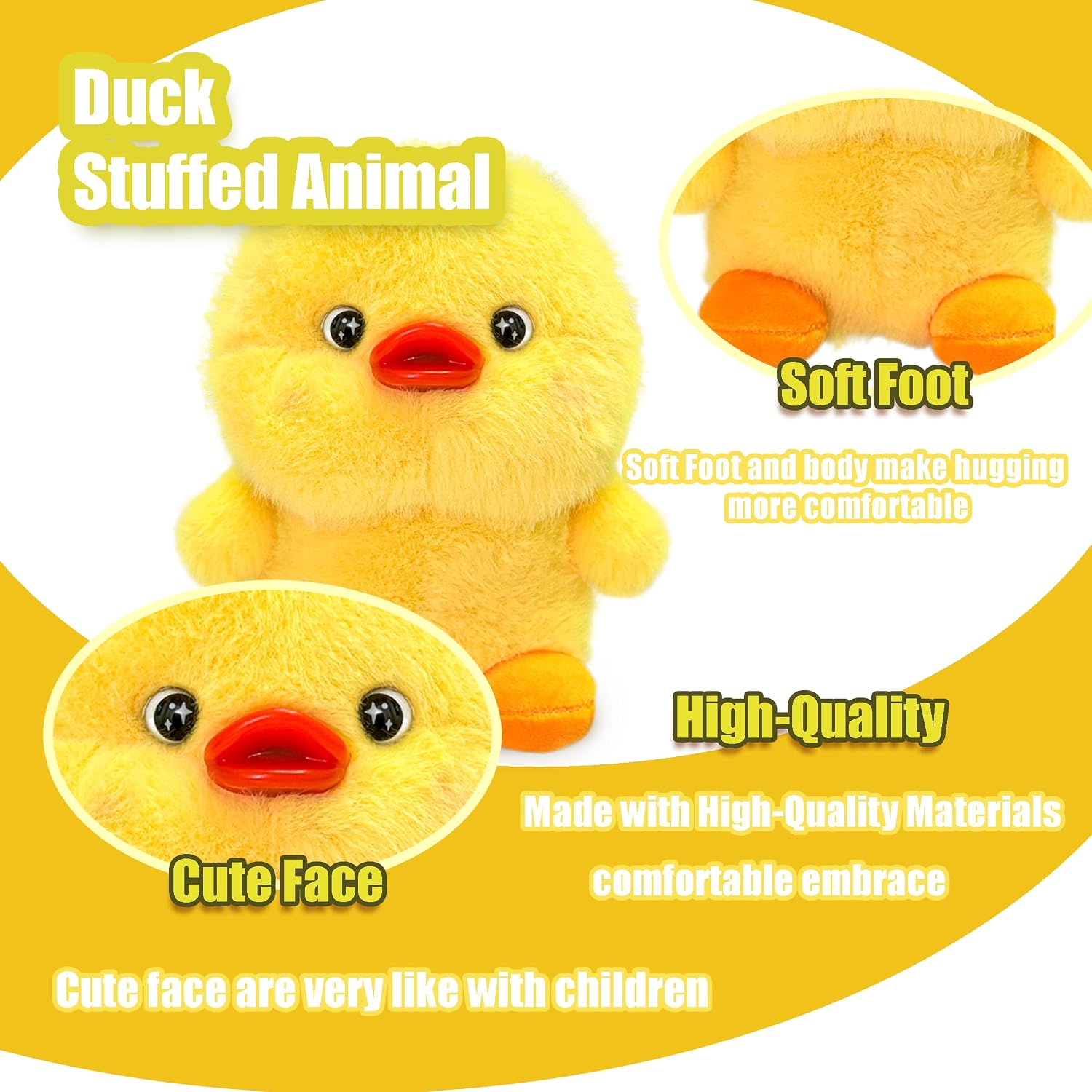 Cuddly Duck Stuffed Animal, Mini Plush Toys for Kid Party Favors, Small Stuffed Animals, Kawaii Plushies, Yellow Duck Plush Toy for Christmas Decor, Birthday Gift, Easter Basket Stuffers image 3