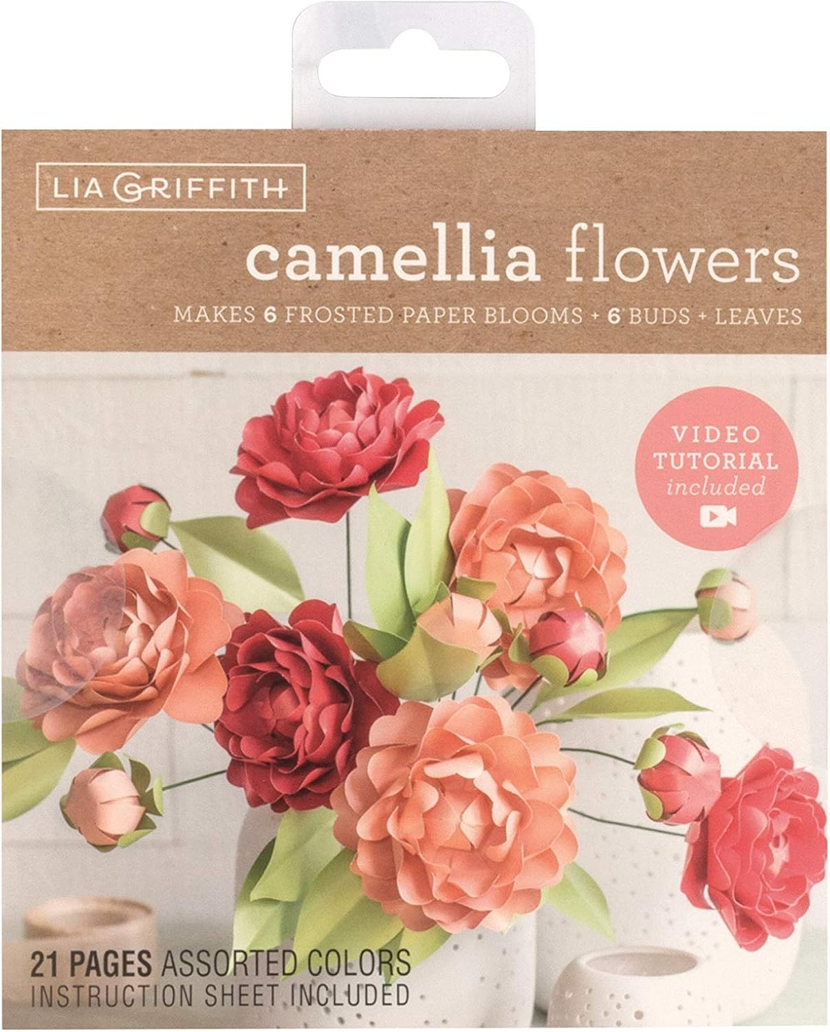 Lia Griffith Frosted Paper Flowers Garden Roses & Buds, 8.5" x 11", Assorted Colors 16 Pages