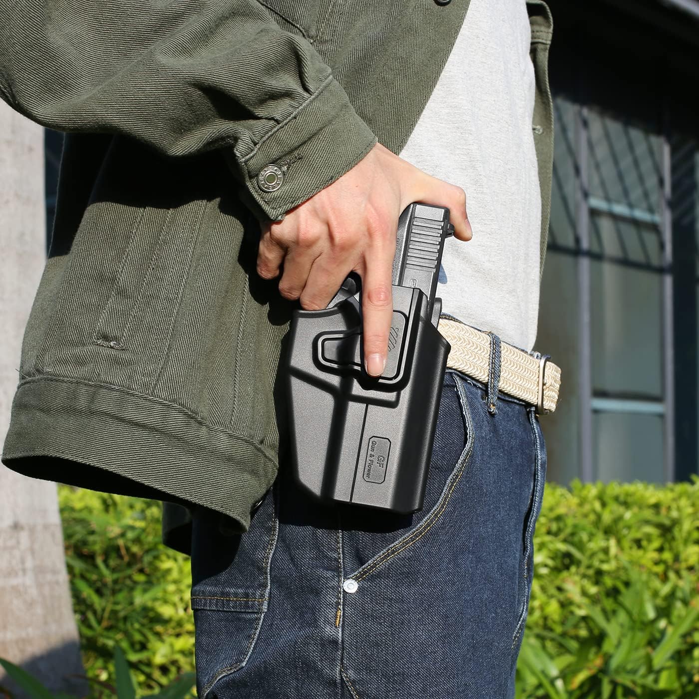 OWB Holster for Glock 17 19, Sig P226, Canik TP9, FN 509, CZ P10C, 1911 & 100+ Pistols, RDS Ready, Index Finger Release, 360° Paddle, Right Hand