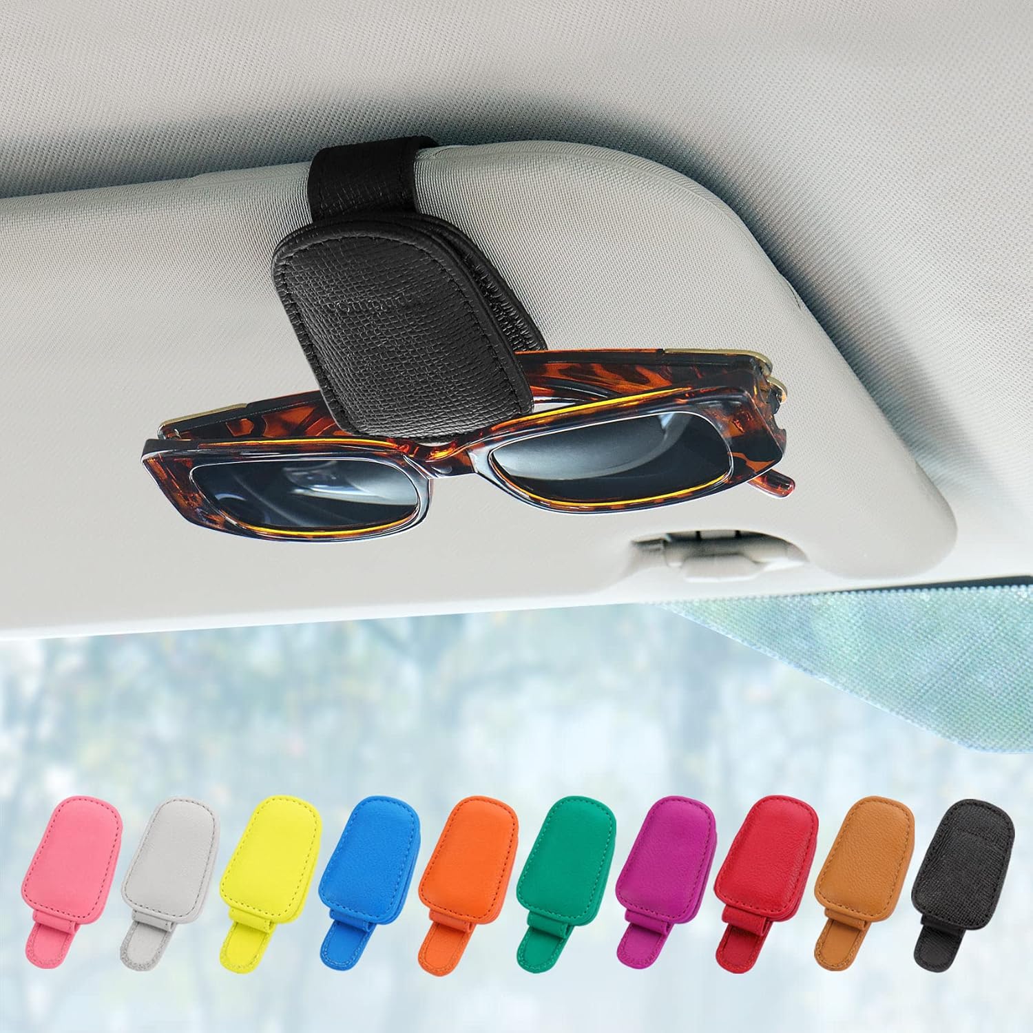 2 Packs Sunglass Holder for Car Sun Visor Car Accessories, Genuine