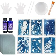 35Pcs Cyanotype Paper Kit,24 Sheets A6 Sensitive Sun Art Paper,50ml Cyanotype Sensitizer,Complete Solar Printing Supplies for DIY Art,Photography,and Fabric Projects