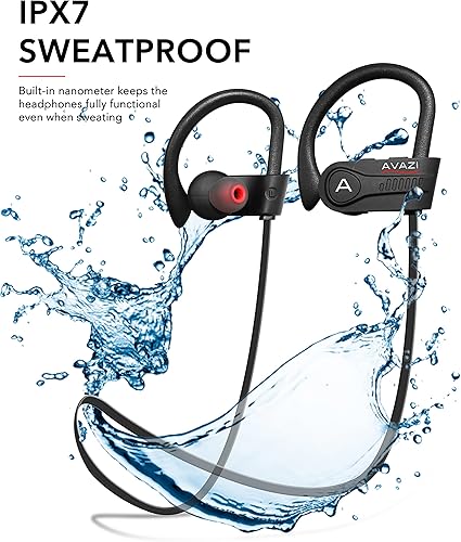Miniatura 7 de AVAZI Auriculares inalámbricos Bluetooth 5.1, deportivos IPX7 impermeables, auriculares intrauditivos estéreo de alta fidelidad con graves más
