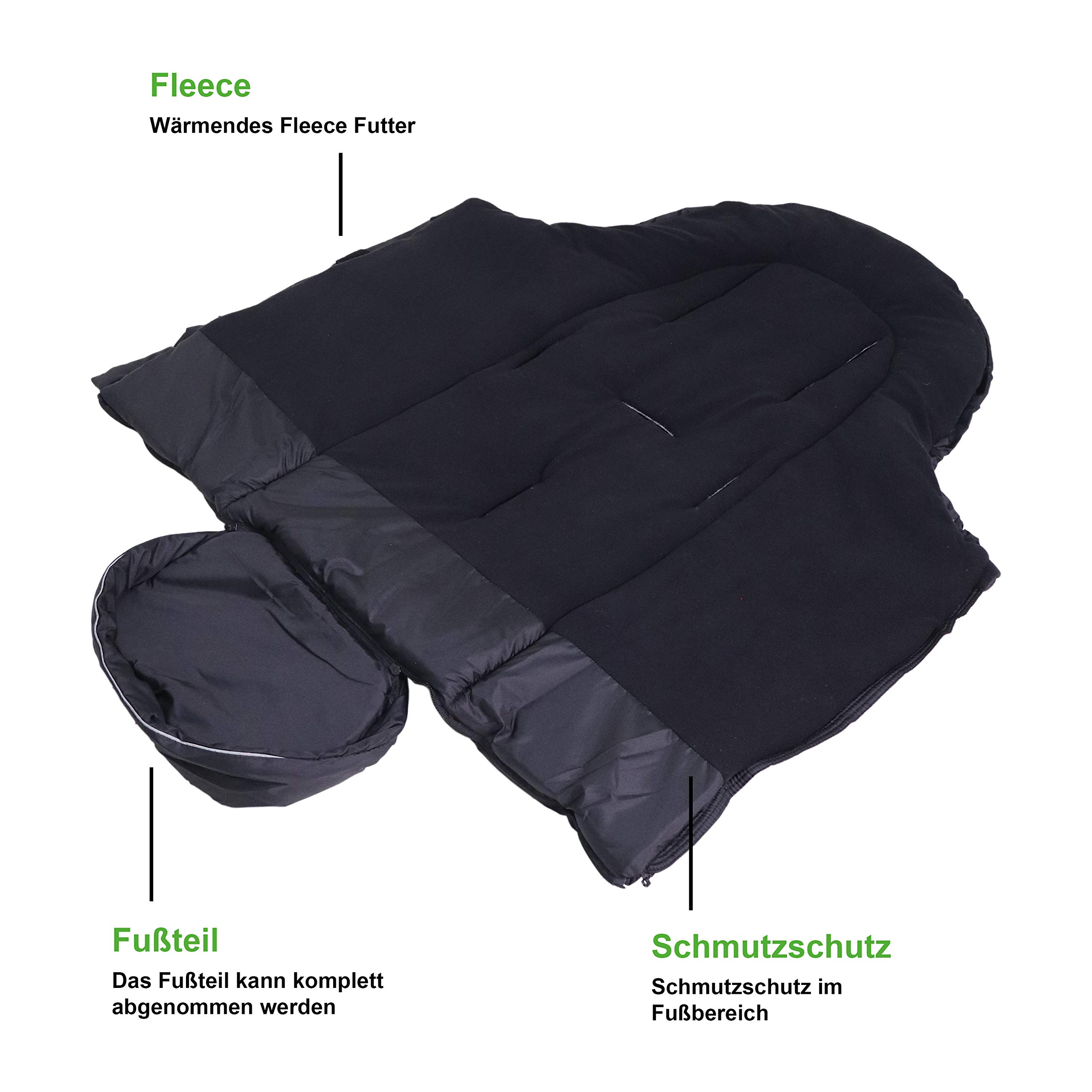 Kaiser Naturfelle Fußsack Iglu Thermo Fleece schwarz