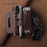 Vista 2 de Gentlestache - Funda de cuero para Leatherman, funda multiherramienta, EDC, organizador de bolsillo con llavero para cinturón y funda para linterna