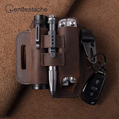 Miniatura 2 de Gentlestache - Funda de cuero para Leatherman, funda multiherramienta, EDC, organizador de bolsillo con llavero para cinturón y funda para linterna,