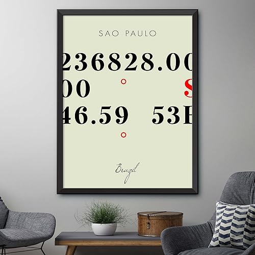 Miniatura 4 de Mapa de Sao Paulo, Brasil, Coordenadas Multilíneas de Colores (18x24)