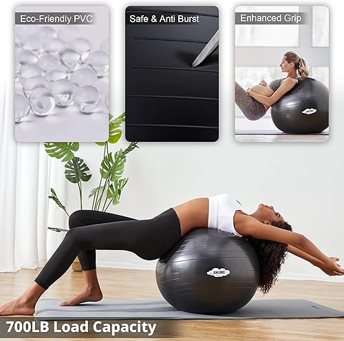 Miniatura 4 de Pelota de ejercicios de yoga para fitness y equilibrio, silla de estabilidad antiestallido, parto para embarazo, gimnasio de PVC no tóxico con bomba