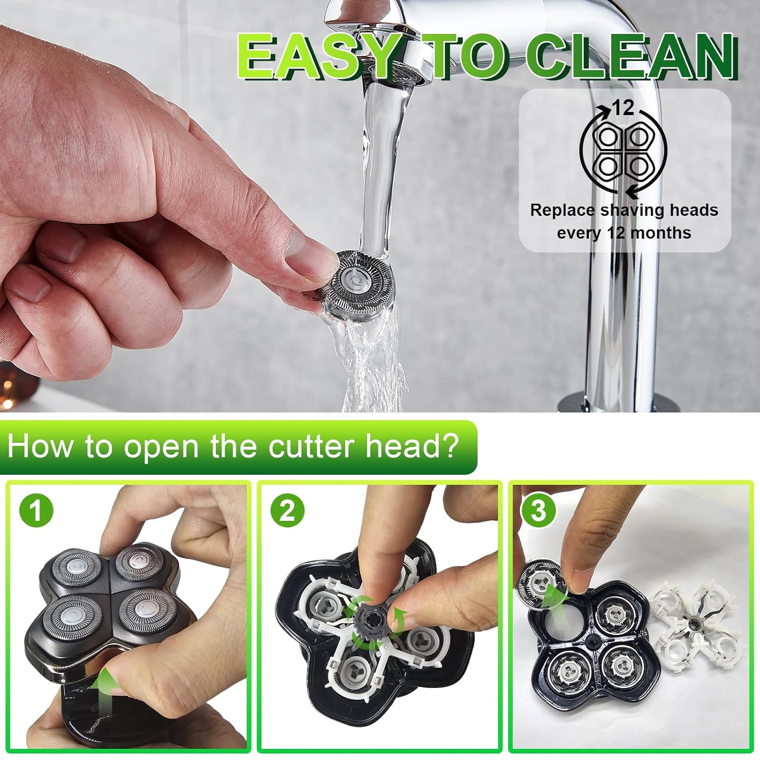 12 Pack Shaver Head Replacement Blade compatible with Sku*l Shaver Pitbull Gold PRO Shaver Replacement Blade 4 Head - Image 3