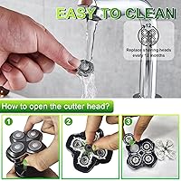 Vista 4 de Paquete de 8 cuchillas de repuesto para cabezal de afeitadora compatible con Sku*l Shaver Pitbull Gold PRO - Hoja de repuesto de 4 cabezales