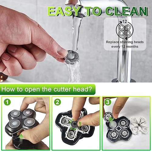 Miniatura 3 de Paquete de 12 cuchillas de repuesto para cabezal de afeitadora compatible con Sku*l Shaver Pitbull Gold PRO - Hoja de repuesto de 4 cabezales