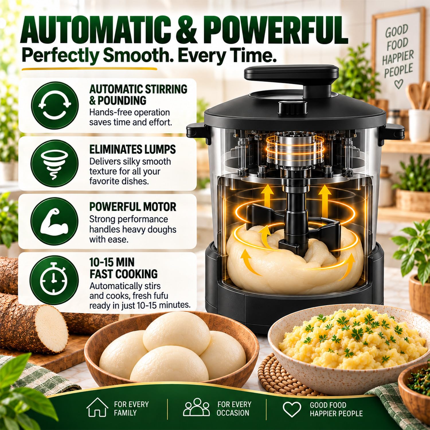 Robot Culinaire Africain, Machine à Fufu, Machine à Fufu électrique 6l