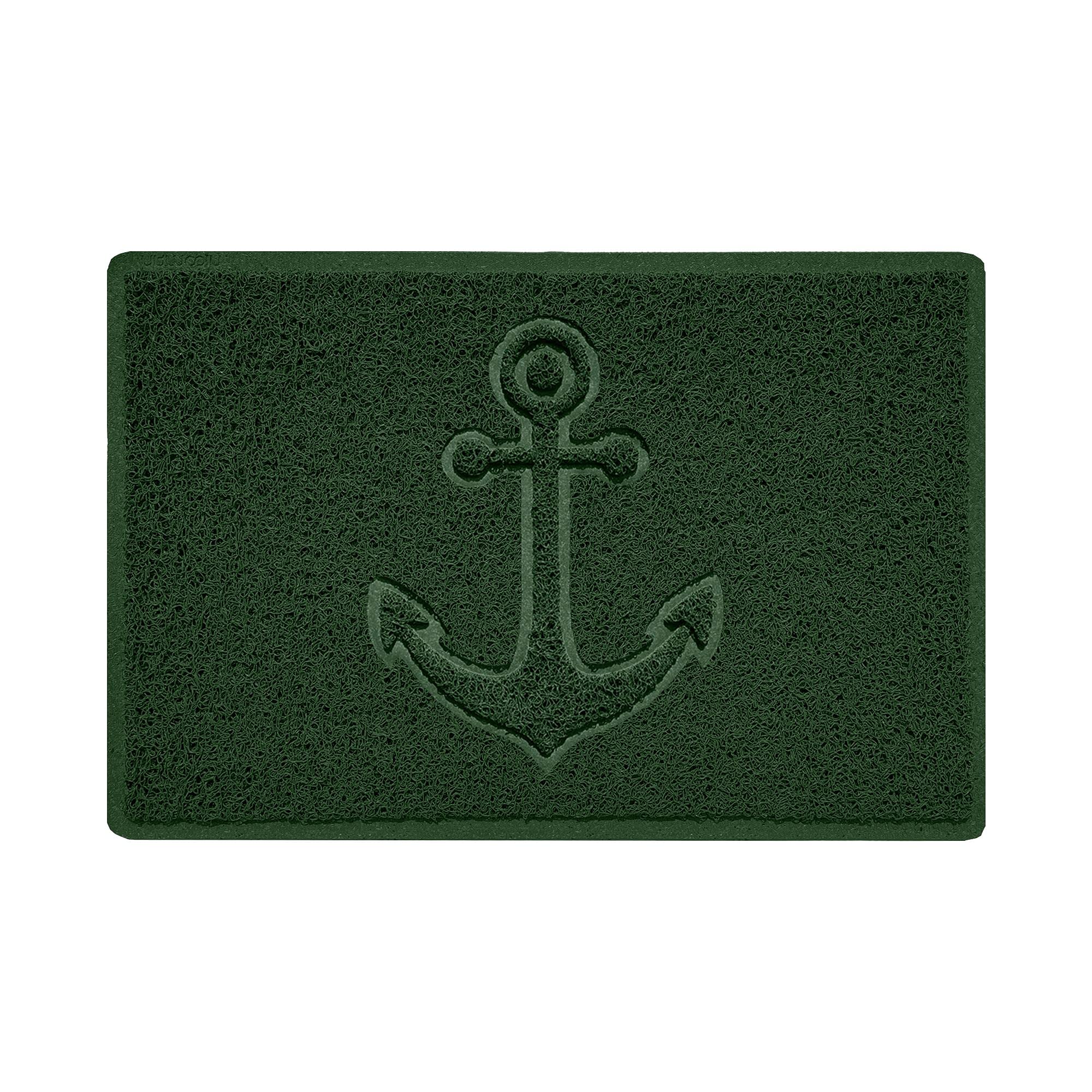 Nicoman Anchor Embossed Shape Door Mat Dirt-Trapper Jet-Washable Doormat-(Use Indoor or Sheltered Outdoor)- (60x40cm/23.6x15.7inches, Small) Green