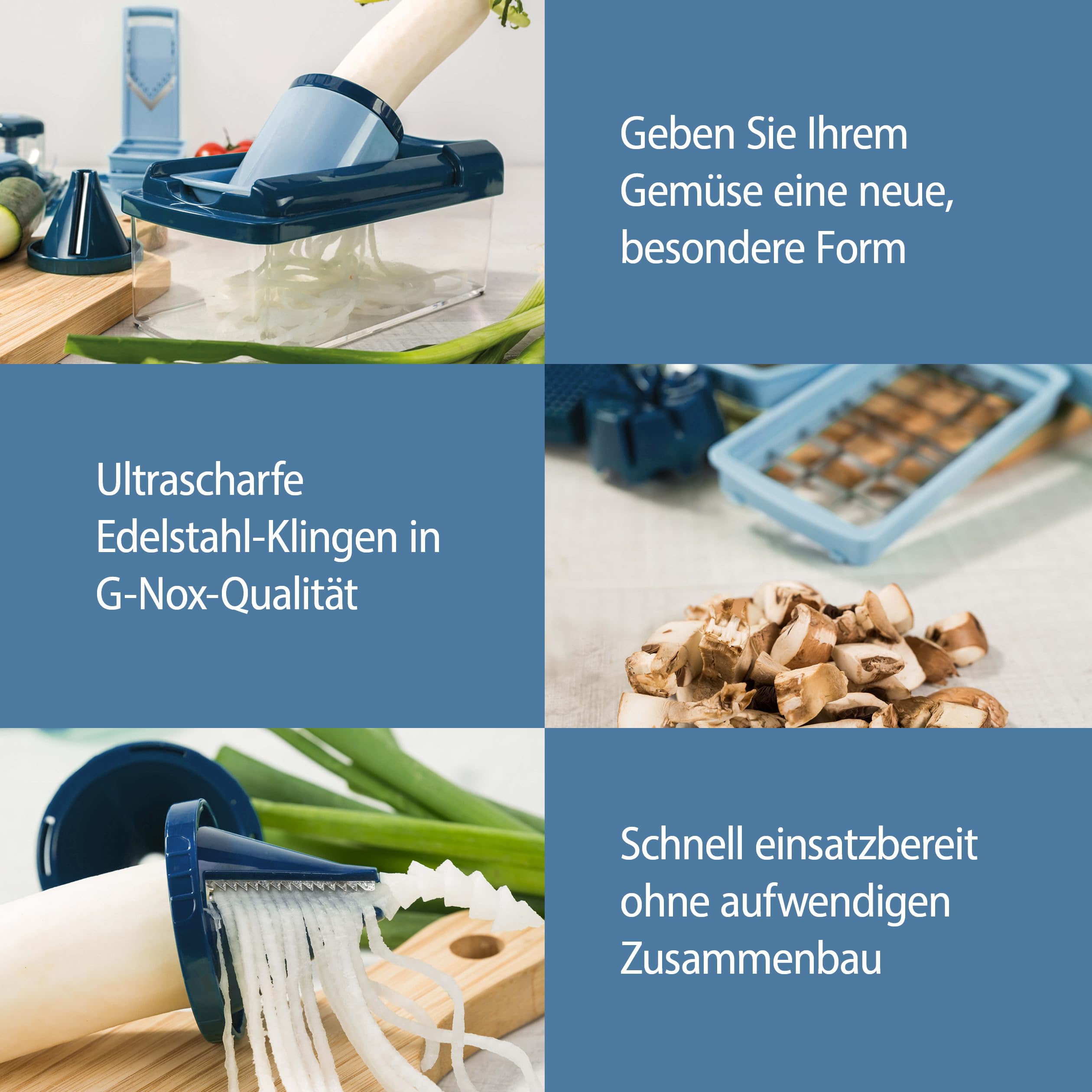 Genius Nicer Dicer Fusion Smart Set 16 Teile - Gemüseschneider & Spiralschneider zum Gemüse schneiden mit Twist – Bild 5