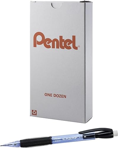 Miniatura 8 de Pentel Champ - Portaminas (0.028 in), barril negro tintado, caja de 12 (AL17A)