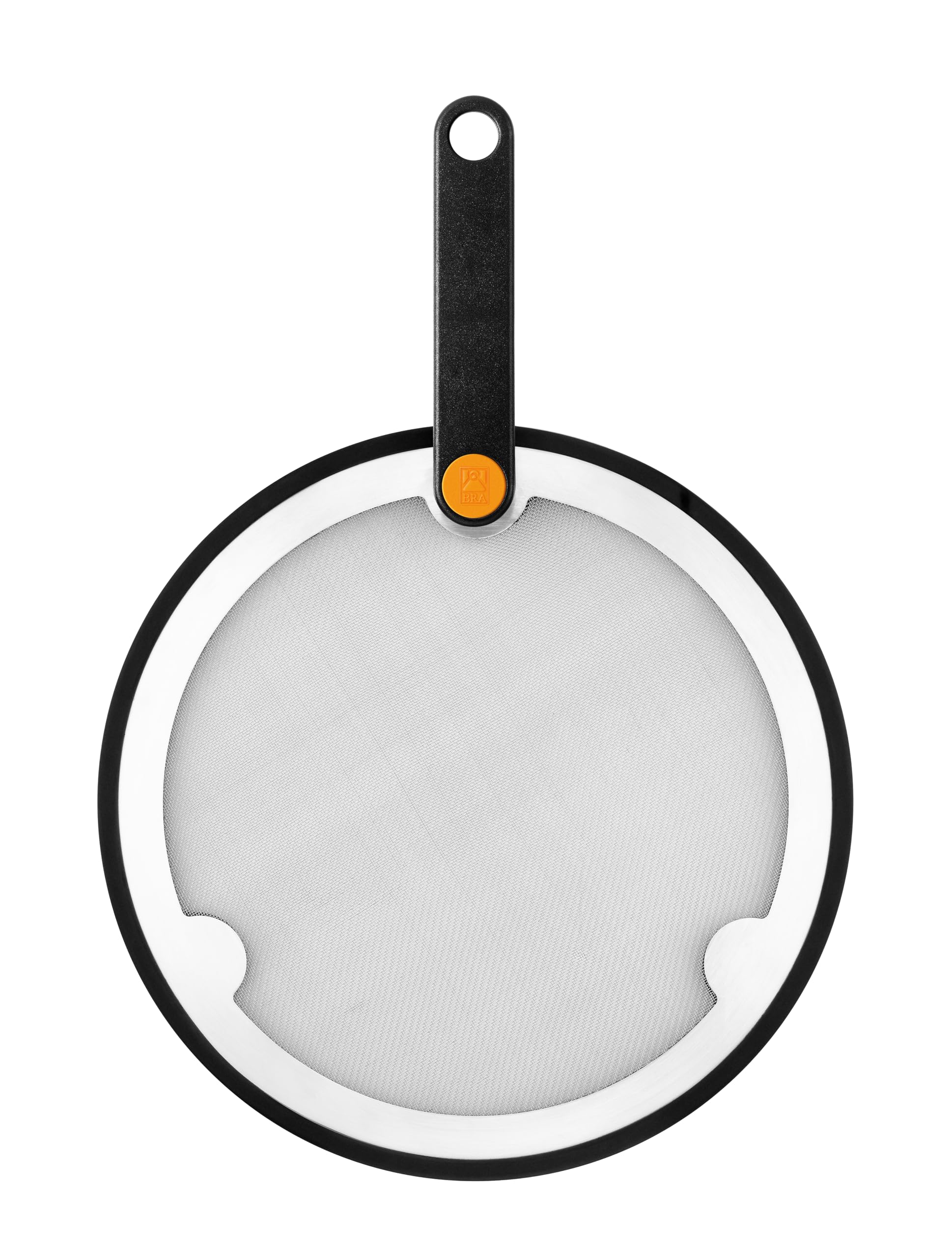 BRA Efficient Spritzschutzdeckel, 18-20-22 cm, Netz aus Edelstahl 18-10 und Silikon, BPA-frei, klappbarer Bakelitgriff, geeignet für alle BRA-Pfannen