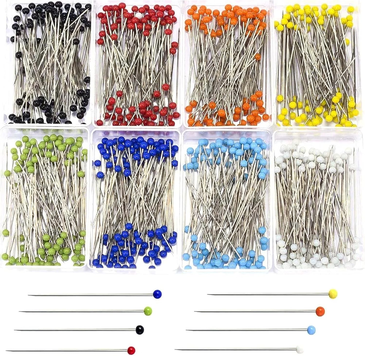 Sewing Pins 10BOX 100Pcs/Box 38mm Sewing Pins Glass Ball Multicolor Head Pins Straight Quilting Heads Pins DIY Crafts Sewing Fabric for Dressmaker(Brown)