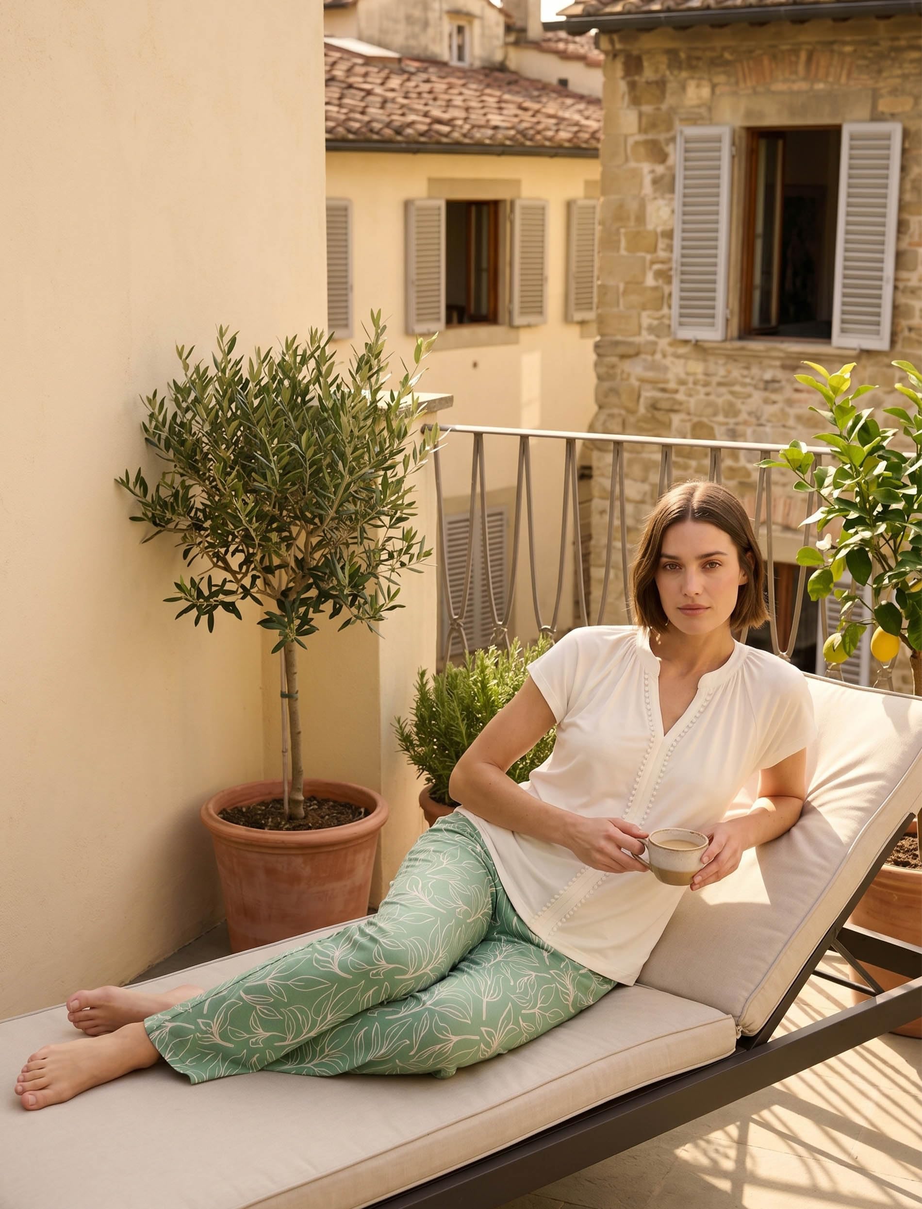 Vivisence Mujer Pijama Modal Y Algodón con Bolsillos Comodidad Todo El Año