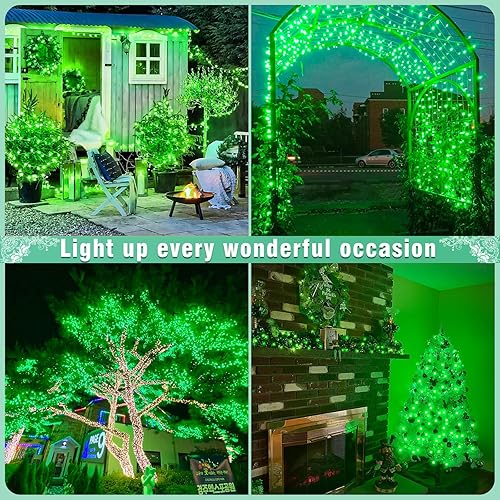 Miniatura 7 de Luces verdes de Navidad de 100 pies para exteriores, 300 luces LED para dormitorio, luces de árbol conectables, enchufables, 8 modos, luces de hadas