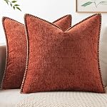 MIULEE Pack of 2 18x18 Inch Sage Green Farmhouse Decorative Throw Pillow Covers with Stitched Edge Soft Chenille Solid Dyed Spring Pillows for Sofa and Bed Living Room