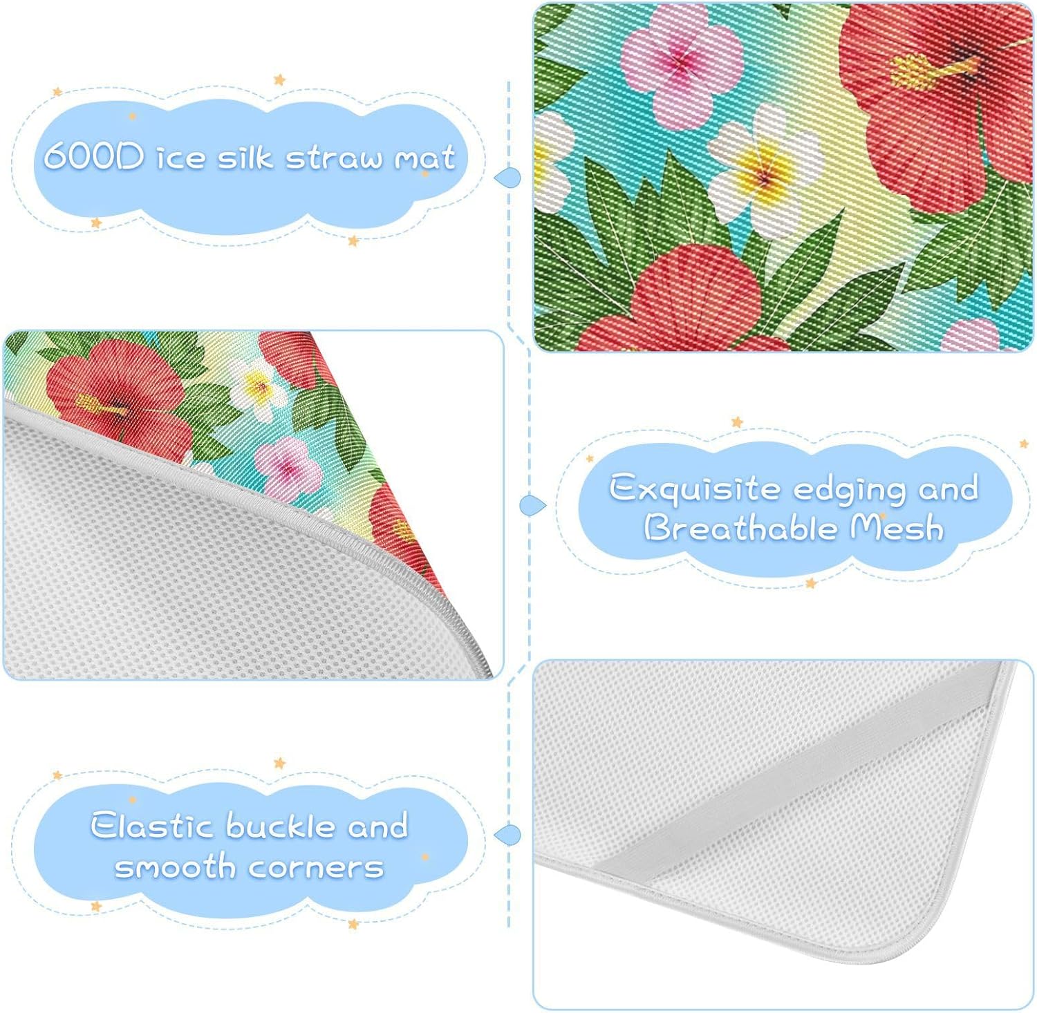 Summer Plumeria Hibiscus Flower Cooling Baby Mattress 28" x 52" Reusable Mattress Pads for Baby&Toddler