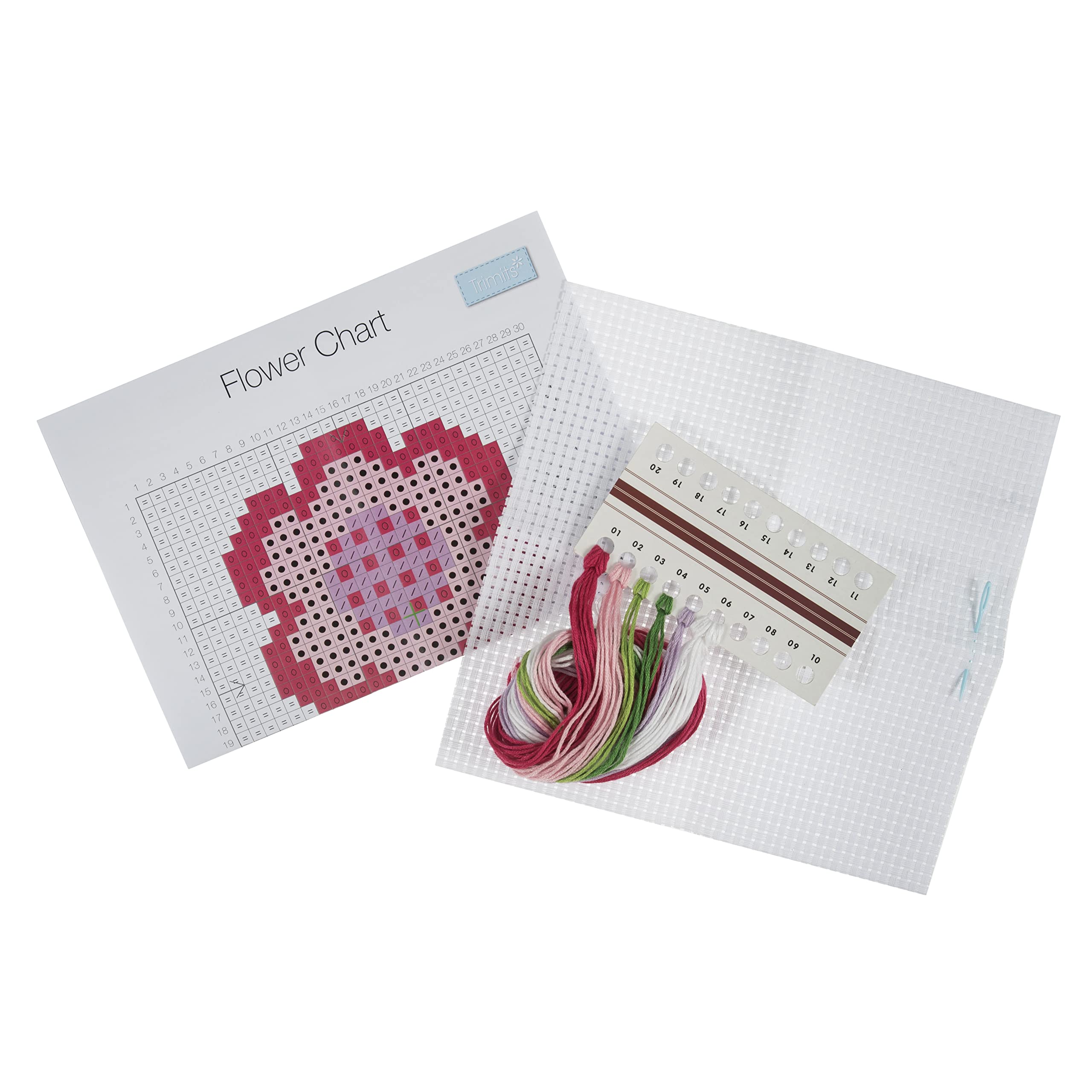 Kit Point De Croix Pour Enfants Trimits - Cœur, 15x15 Cm - Aiguille, Toile, Instructions - Apprentissage Loisir Créatif