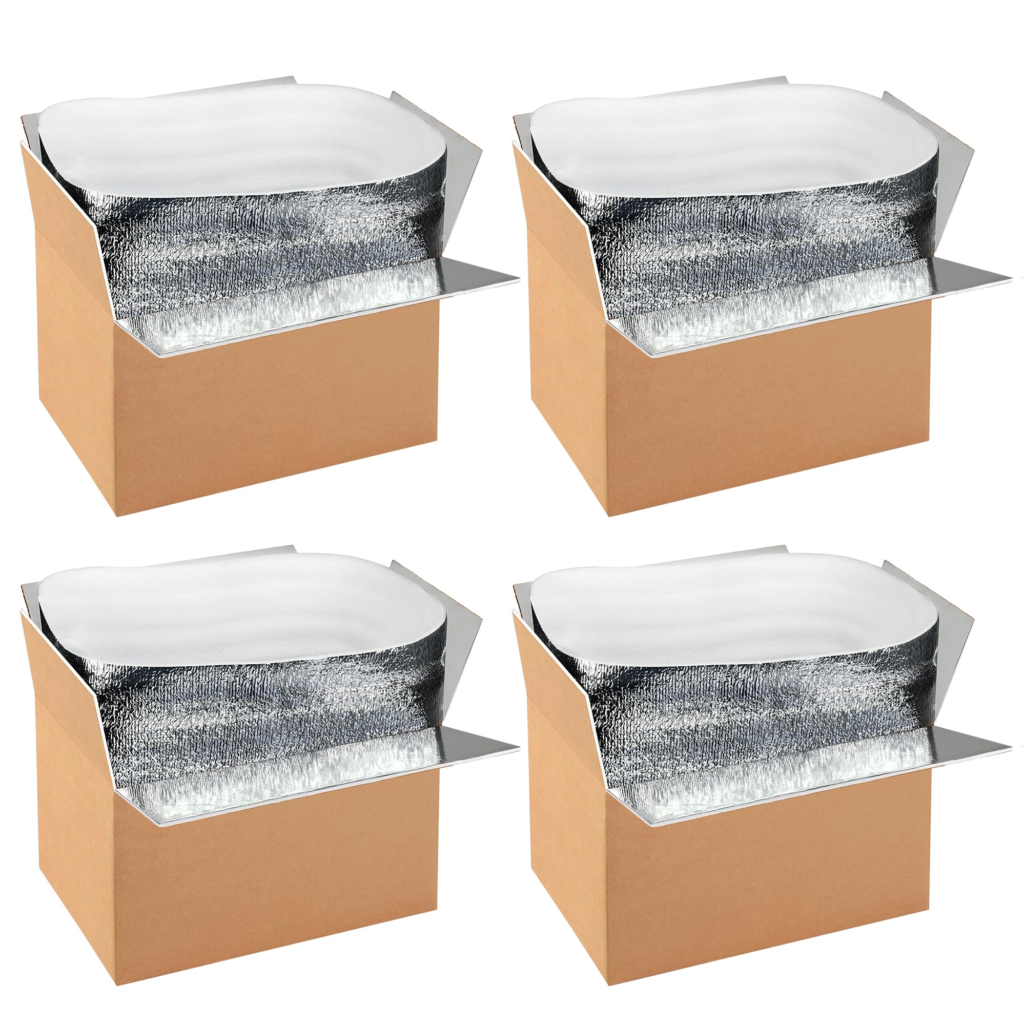 Isolierte Versandkartons mit Aluminiumfolien-Auskleidung, Wärmedämmung, Kaltpack-Versandkartons für gefrorene, wiederverwendbare Styropor-Kühlbox, kleiner Versandkarton, 30,5 x 25,4 x 17,8 cm, 4 Stück