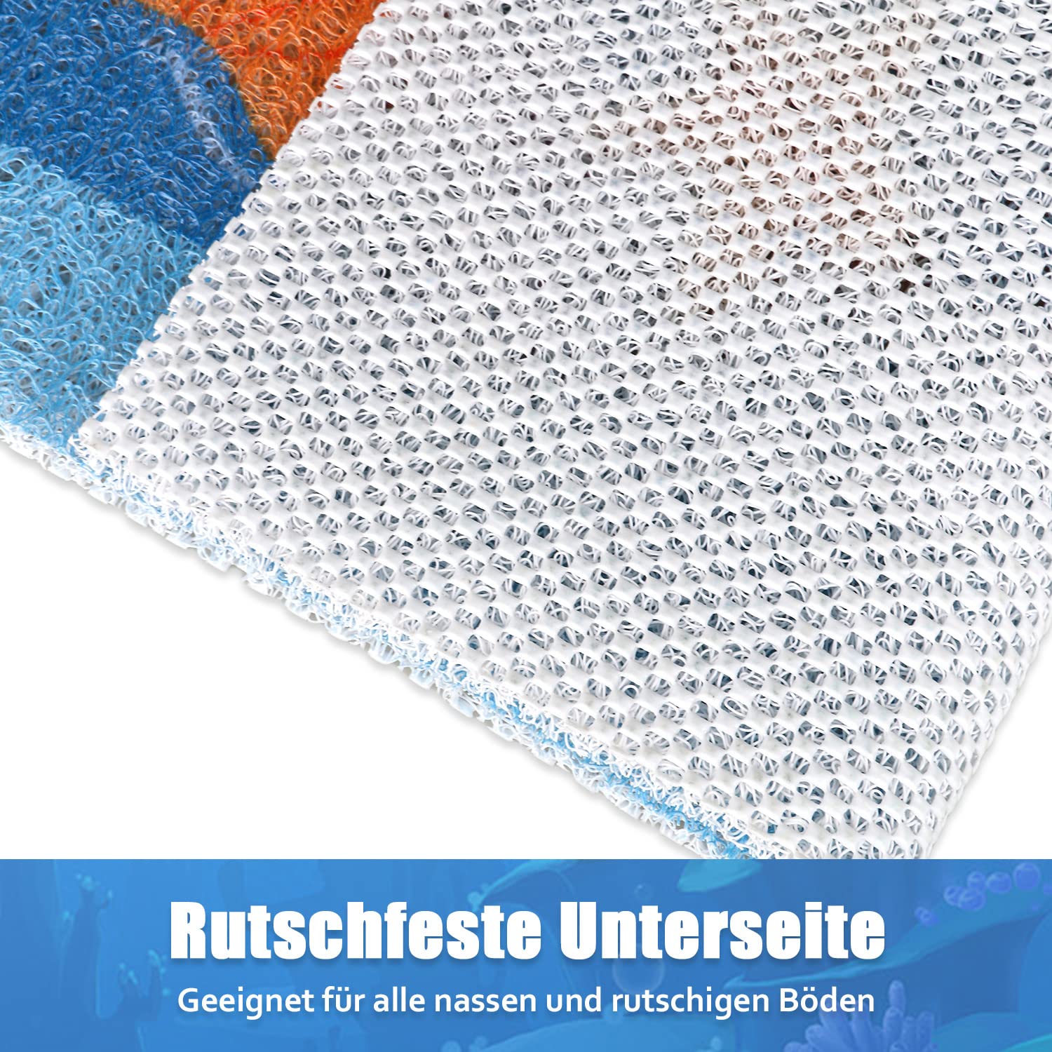 Tappetino da doccia di sicurezza antiscivolo per bambini, 60 x 60 cm, morbido e confortevole, con fori di scarico, in PVC, per ambienti umidi, ad asciugatura rapida