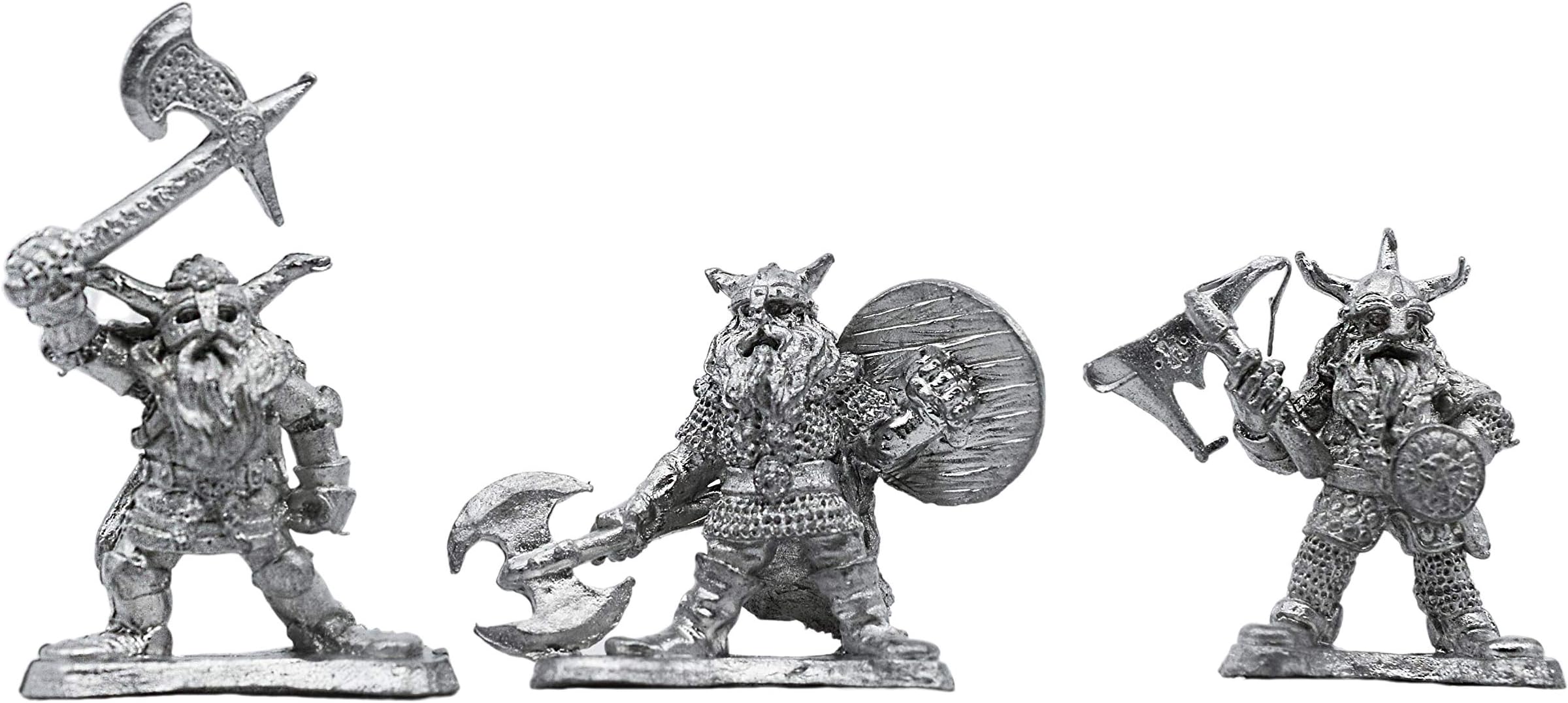 3 Piece 3-Stage Dwarf Fighter Set - 100% Lead-Free Pewter - Classic Fantasy Miniatures for 28mm Table Top-Games - Made in USA - RAL Partha Miniatures