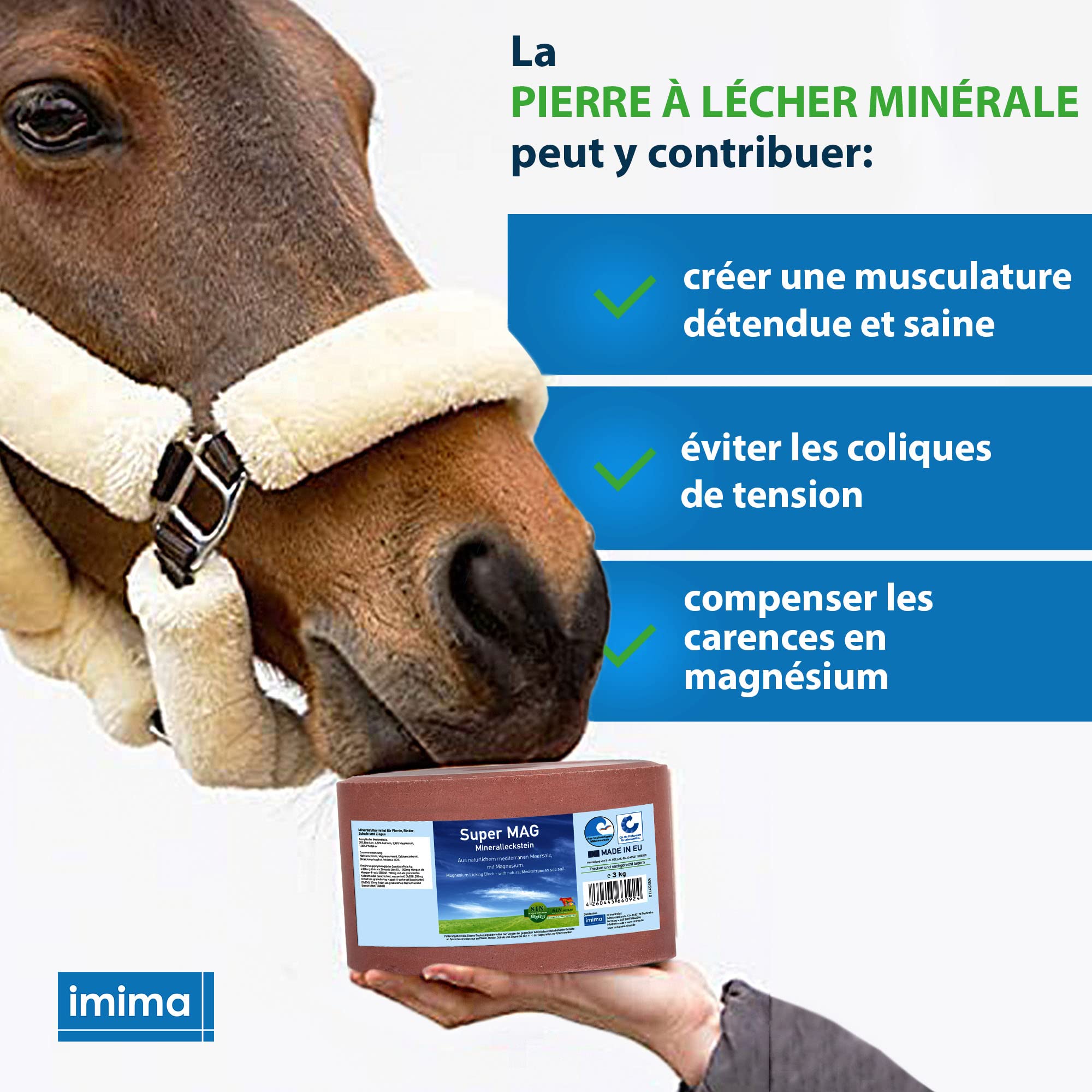 Pierre à lécher minérale Cheval SuperMAG Lot de 4 x 3kg - Pierre à sel pour Chevaux Moutons chèvres gibier et Boeuf