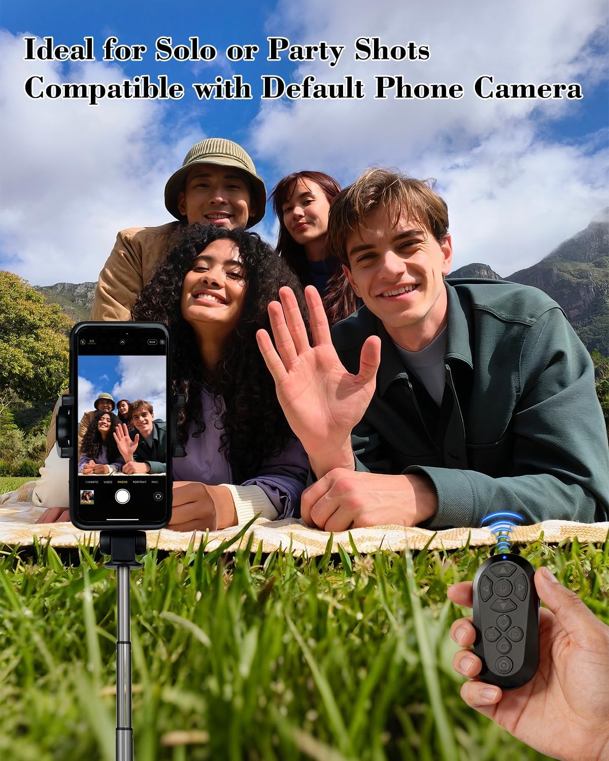 Bluetooth Remote Controller for TikTok Scrolling/Camera/Video Recording/Kindle App Compatible with iOS/Android (Black)