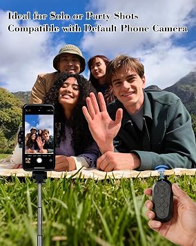 Bluetooth Remote Controller for TikTok Scrolling/Camera/Video Recording/Kindle App Compatible with iOS/Android (Black)