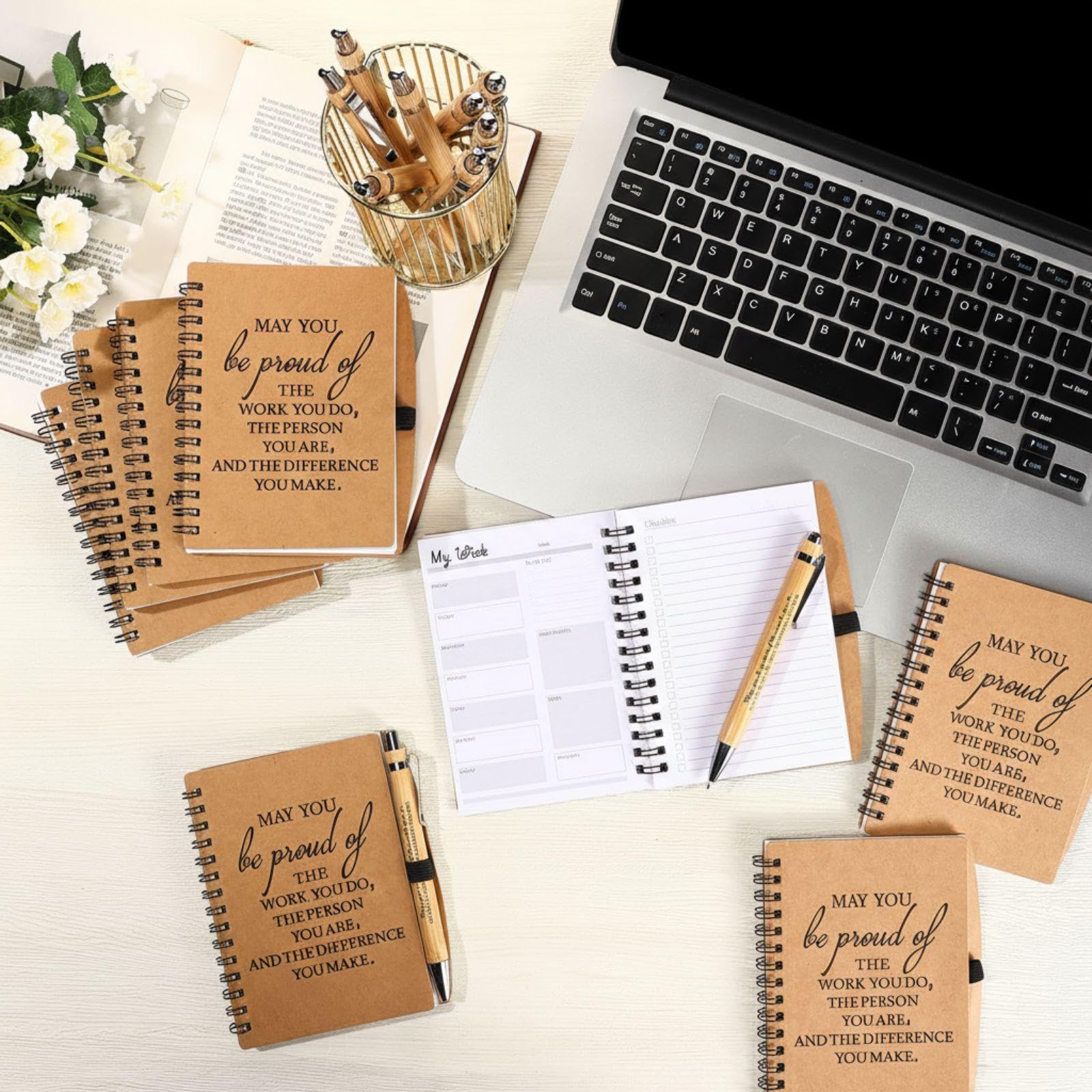 Tellingyou 60 piezas de regalos de agradecimiento para empleados a granel, libretas espirales inspiradoras 2026-2027, libretas de bolsillo con bolígrafos motivacionales, regalos de agradecimiento para
