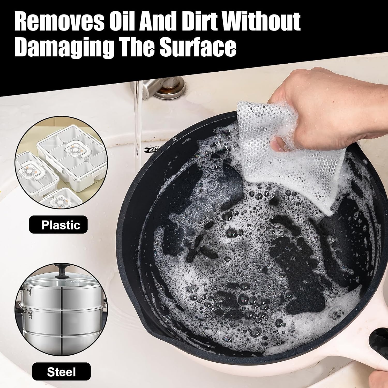 AKRIZA 20Pcs Multifunctional Non Scratch Dish Wash Cloth Double Layered Steel Wire Dishwashing Rags for Wet and Dry Stainless Steel Scrubber for Utensils Kitchen Accessories Items Cleaning Supplies 3