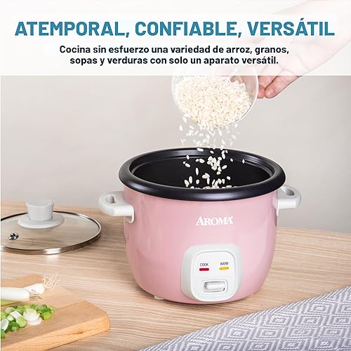 Miniatura 4 de Aroma Housewares 4 tazas cocidas  1 cuarto de galón olla de arroz y granos ARC-302NGP rosa