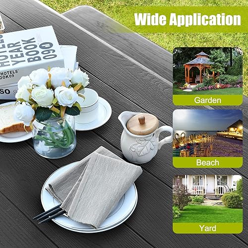 Miniatura 6 de HAPPYGRILL Juego de mesa de picnic para patio al aire libre con marco de acero y mesa de plástico para jardín y patio trasero