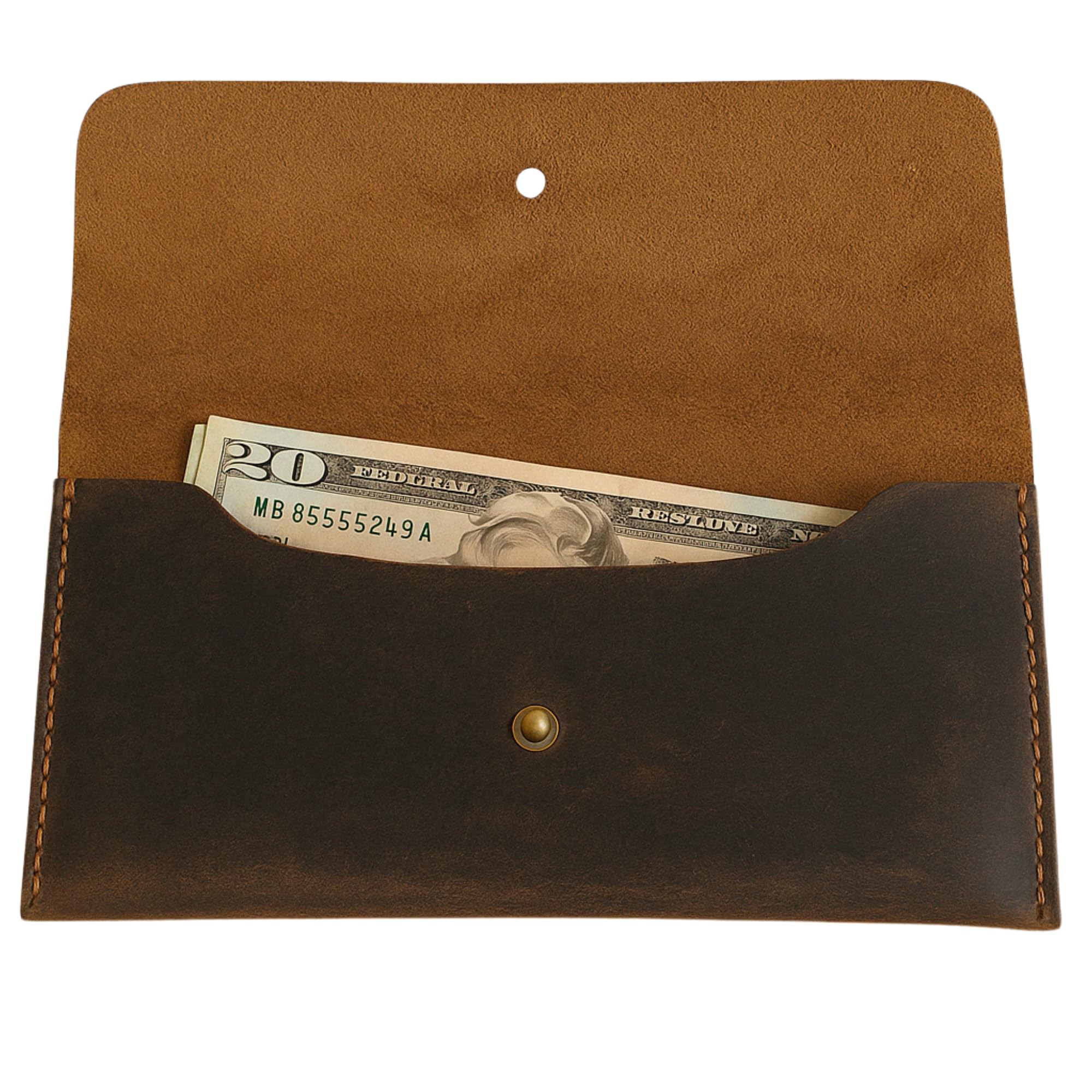 CestAntiQ, Leather Currency Pouch Large Flap Continental Wallet, Utility Organizer Bag for Cash Coins Travel Leather Money Pouch Envelope Storage Bag