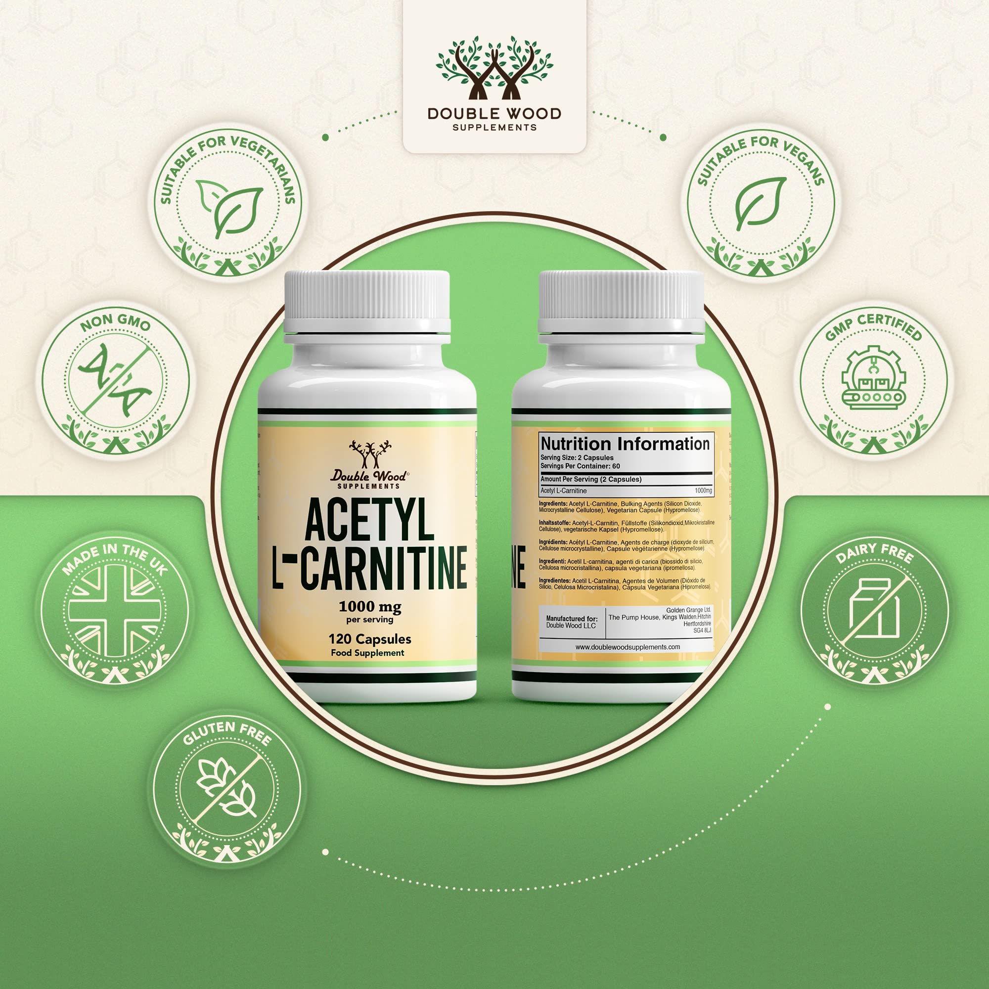 DW Acetil L-Carnitina Capsule | 120 Integratori Alta Potenza L Carnitina -  1000 mg per Dose | Non-OGM e senza Glutine | Prodotto nel Regno Unito :  Amazon.it: Salute e cura della persona
