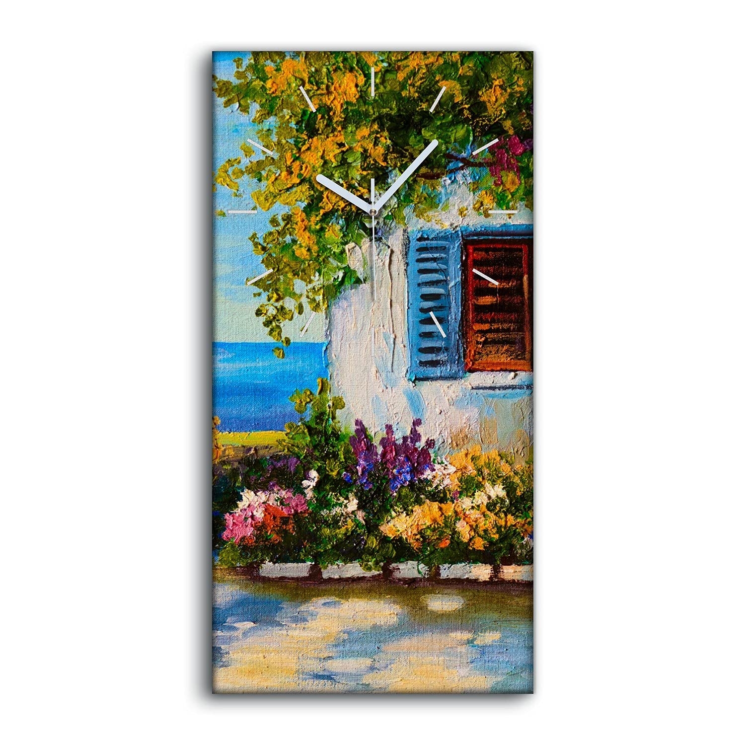 Horloge sur toile moderne 30x60cm style peinture à l'huile