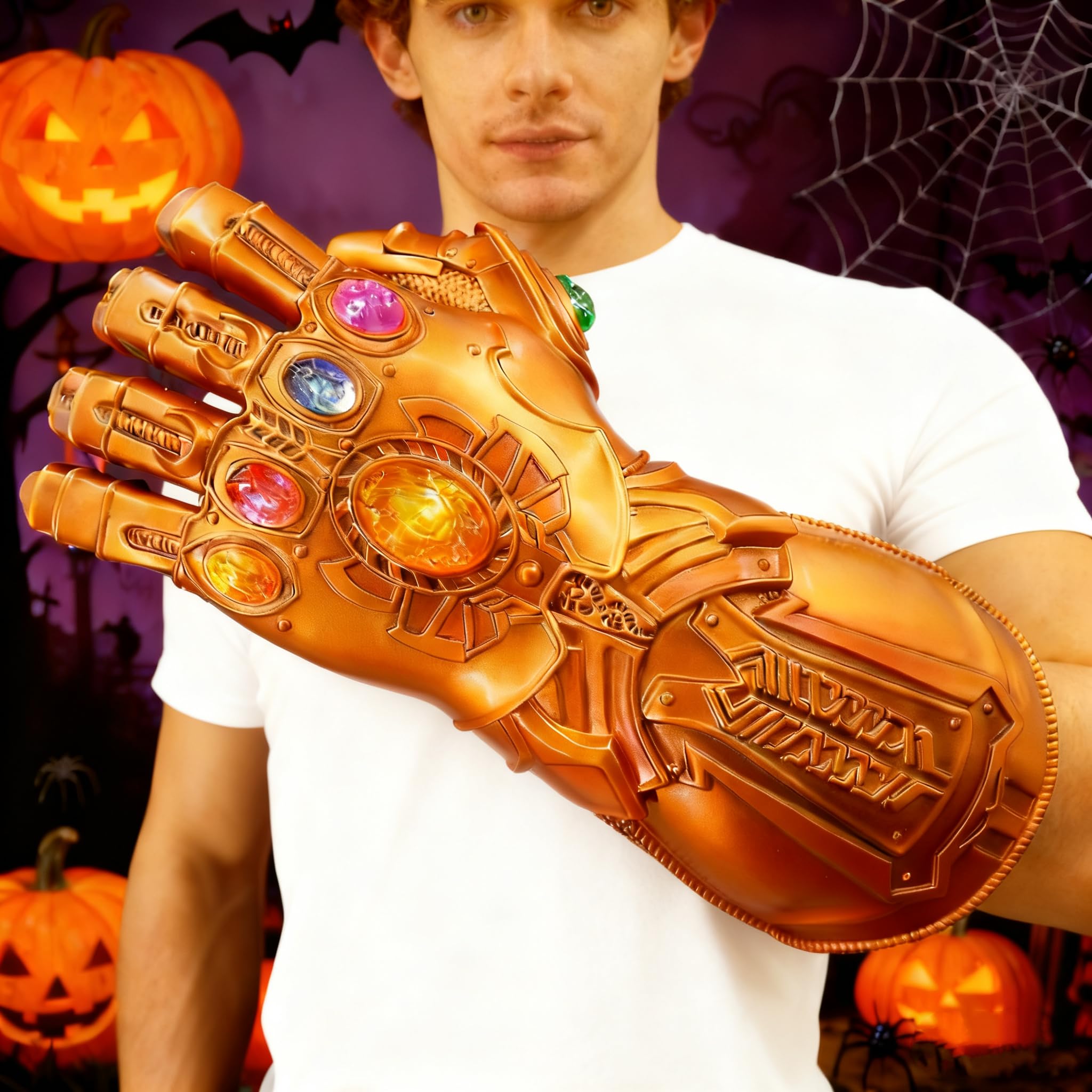 YUOYMUL Glove with LED Light Up Gloves For Cosplay Halloween, Gold - Image 3