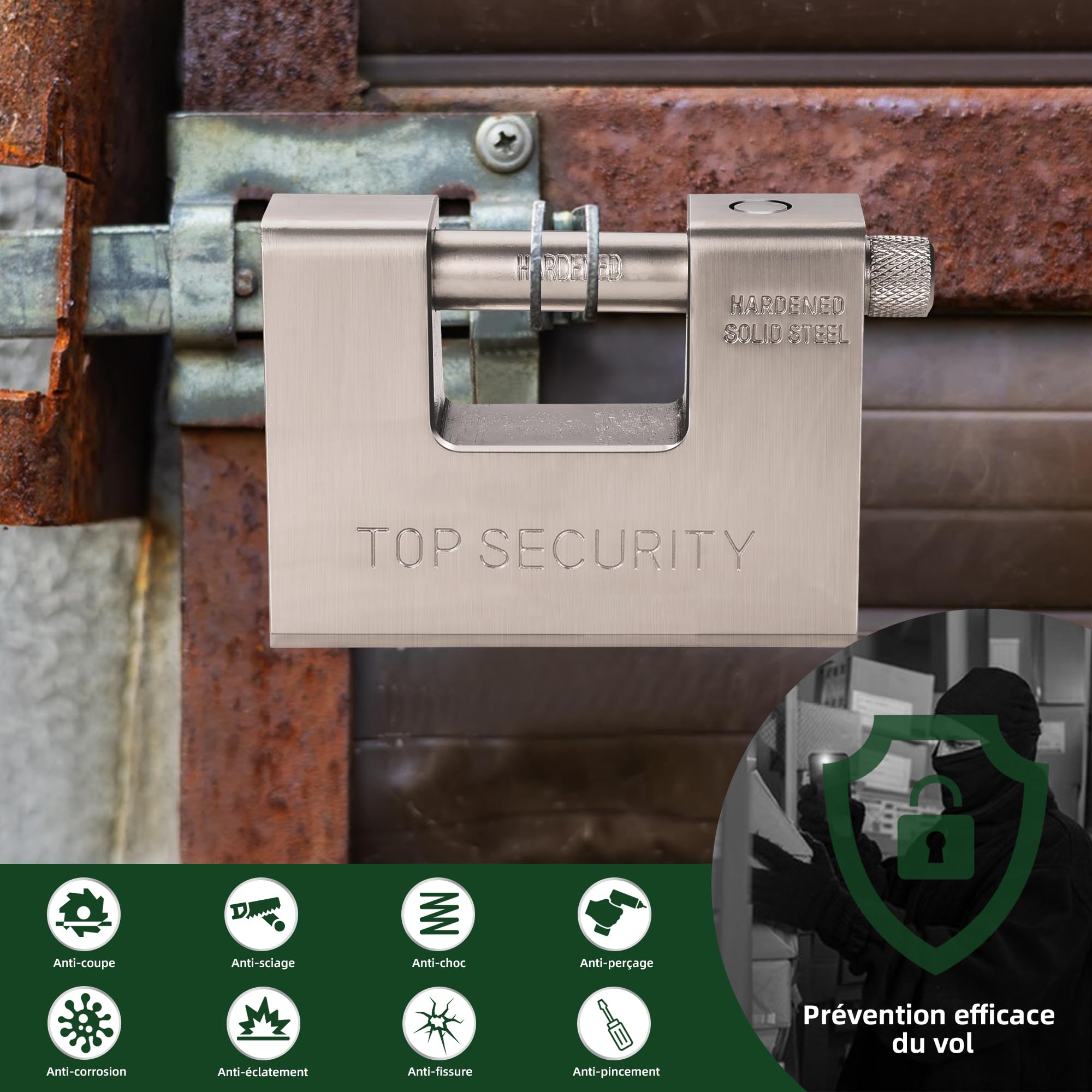 Cadenas Exterieur Ultra Robuste - Nestling® sécurité cadenas clé,Imperméable et anticorrosion,5 Clés,1.1KG,Convient aux conteneurs, entrepôts, motos, etc.(94mm)
