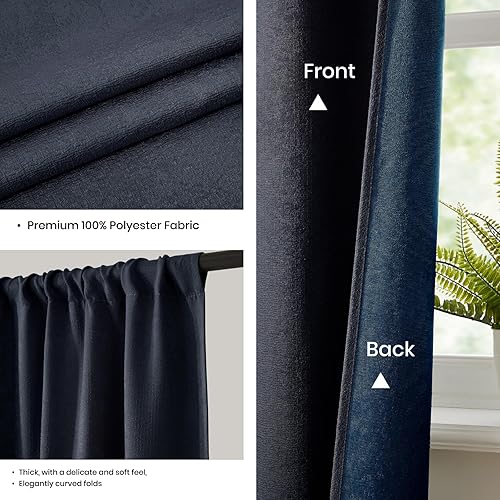 Miniatura 7 de WRENSONGE Cortinas Opacas para Dormitorio, Cortinas Opacas Azul Marino de 63 Pulgadas de Largo para Ventanas de Sala de Estar y Cocina, Cortinas