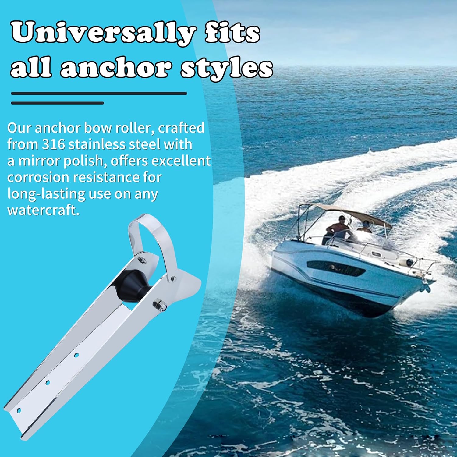 マリンボウアンカーローラーブラケット 15インチ/18インチ、316ステンレススチールヘビーデューティーアンカーホルダー、ヨット釣り